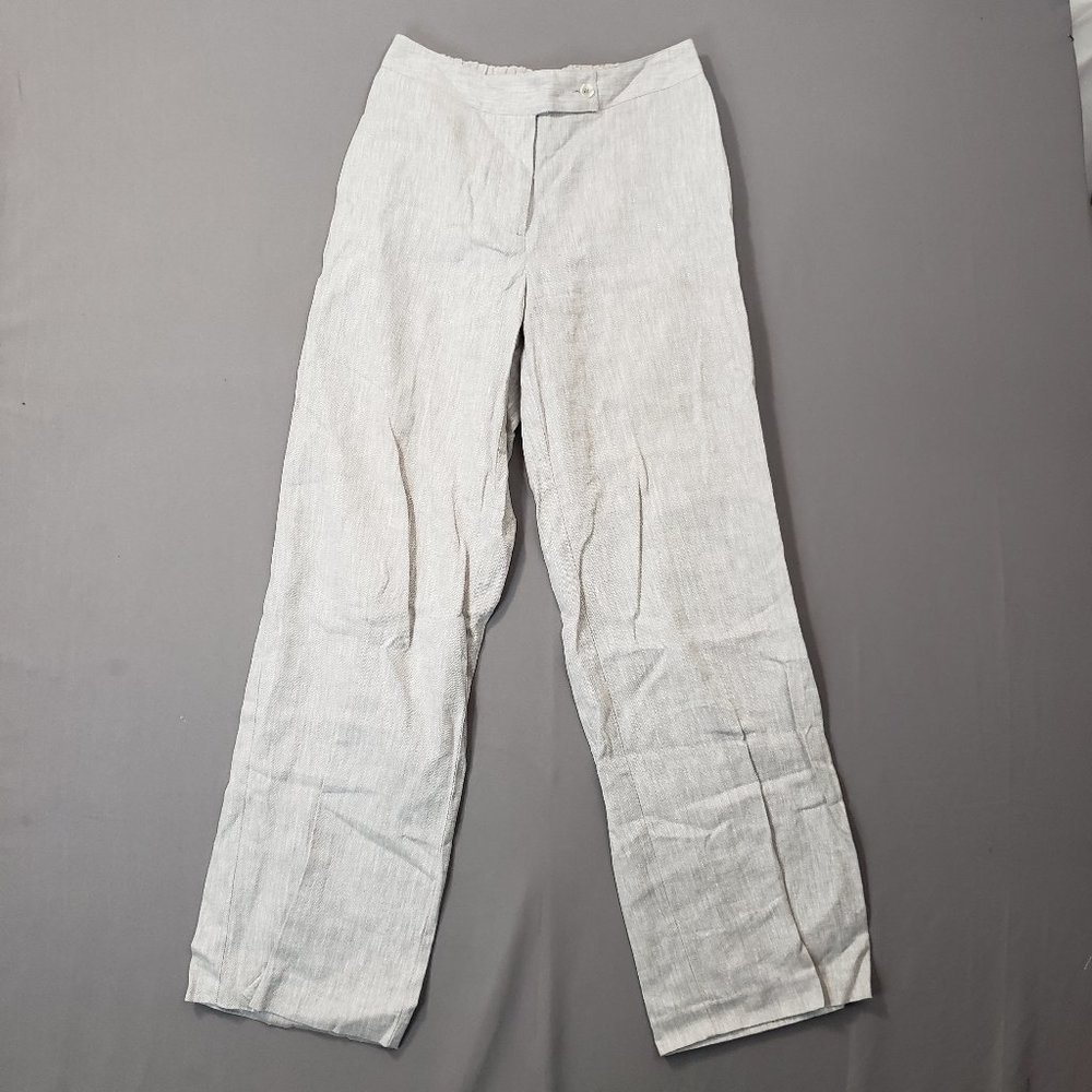 Travelsmith Womens Khaki Herringbone Straight Leg Linen Blend Pants, Size 6